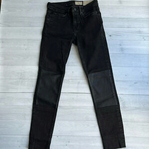 Allsaints Faded Black Skinny Leg Denim with Genuine Leather Patches 25